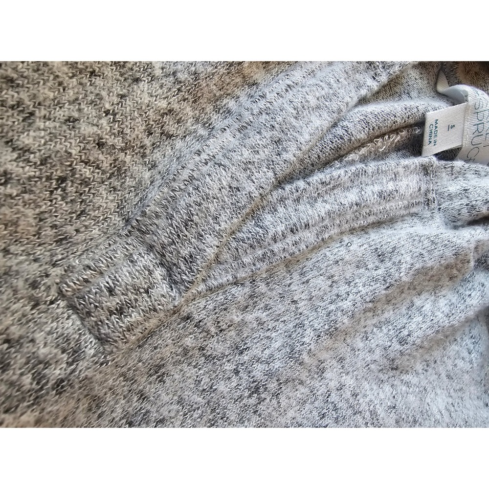 Market & Spruce Hoodie Womens S Gray Soft Knit Striped Cuffs Pullover - Picture 3 of 8